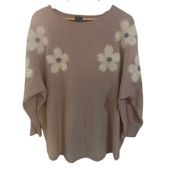 Aaeda NWT flowers dohlman sleeves size 1X color Heather petunia - Picture 1 of 7